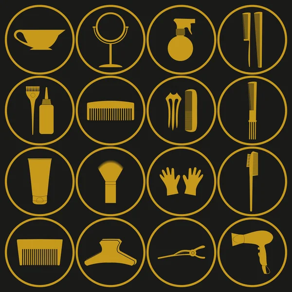 Símbolo relacionado com cabeleireiro. Conjunto de vetores de acessórios para hair.beauty —  Vetores de Stock