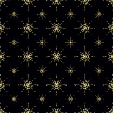 Rüzgar gülü pusula vintage vektör seamless modeli semboller