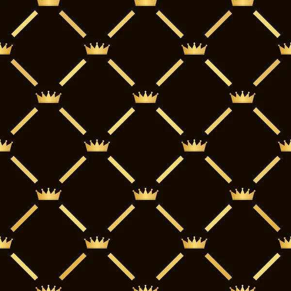 黑色无缝矢量模式与国王加冕在背景上 — 图库矢量图片