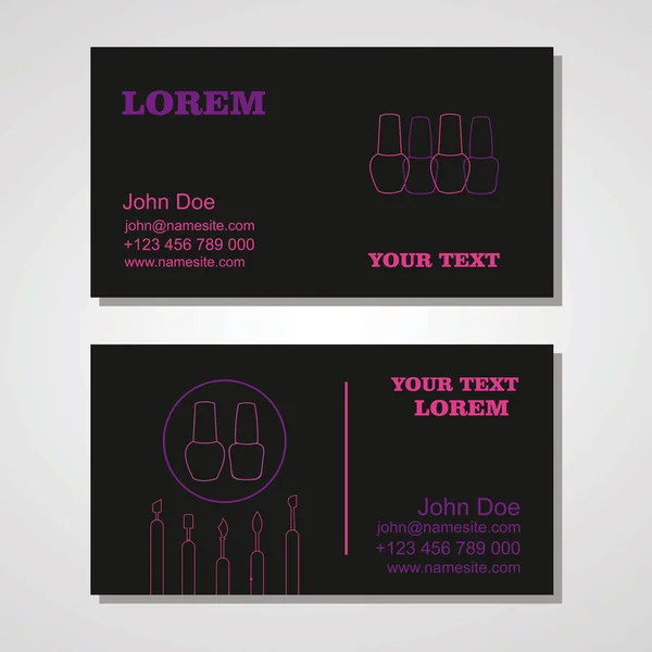 Set de plantillas de diseño de tarjetas de visita de salón de manicura. Belleza rosa b — Vector de stock