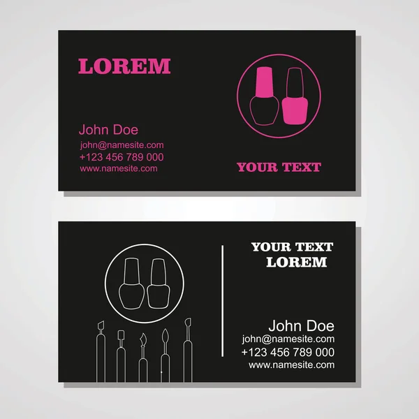 Set de plantillas de diseño de tarjetas de visita de salón de manicura. Belleza rosa b — Vector de stock