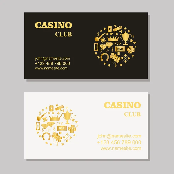 Plantilla de tarjeta de visita para club de póquer, casino. Poker o juego clu — Vector de stock