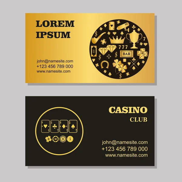 Plantilla de tarjeta de visita para club de póquer, casino. Poker o juego clu — Vector de stock