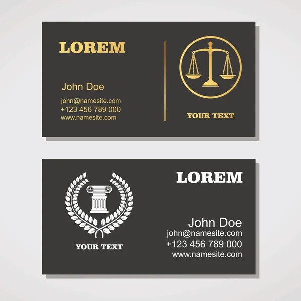 Despacho de abogados, Oficina de abogados, Servicios de abogados.Business card design templa — Archivo Imágenes Vectoriales