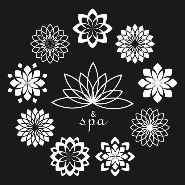 Diseño de flores de loto vectorial para spa, clase de yoga, hotel y resor — Vector de stock