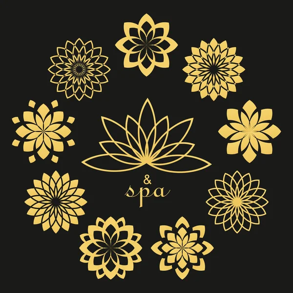 Plantilla de diseño de loto para spa, yoga, logos de estilo de cuidado de la salud. Lo... — Vector de stock
