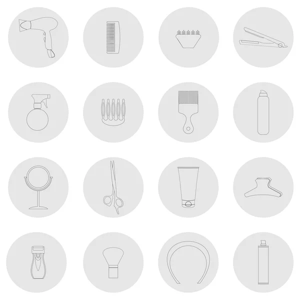 Esquema web icono collection.Hairdressing conjunto — Archivo Imágenes Vectoriales