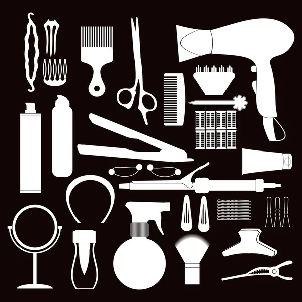 Friseur verwandtes Symbol. Vektor-Set von Zubehör für Haare — Stockvektor