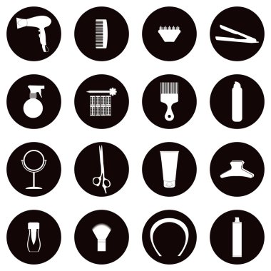 kuaförlük sembol ilgili. vektör kümesi saç'den aksesuarlar