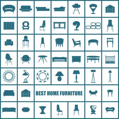 Ev mobilyaları, illüstrasyonlar konsept tasarım kümesi, vektör