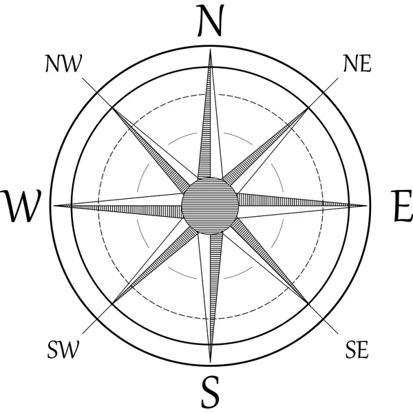 Compass wind rose hand drawn vector design element — Stock Vector