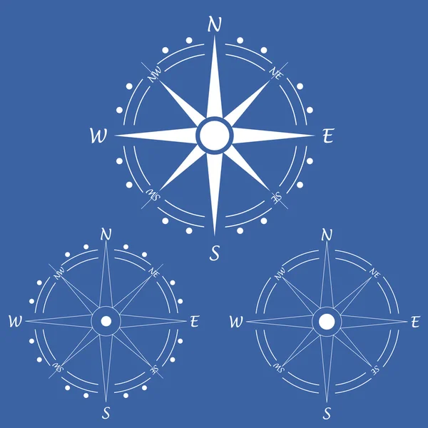 Větrná růžice kompas sadu. Vektorové ilustrace. — Stockový vektor