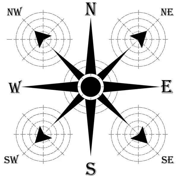 Větrná růžice, samostatný vektorový illustration.Compass — Stockový vektor