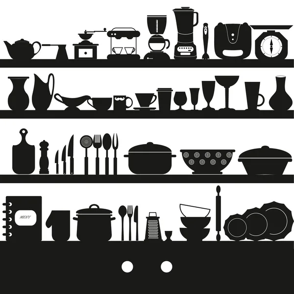 Zestaw ikon narzędzia i naczynia do gotowania. Kolekcja kuchni - wektor — Wektor stockowy