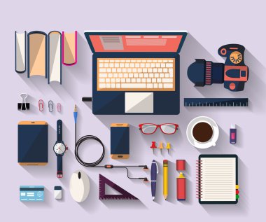 Flat design of place of work - Top view