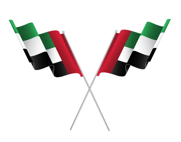 Par de banderas de emiratos árabes unidos — Vector de stock
