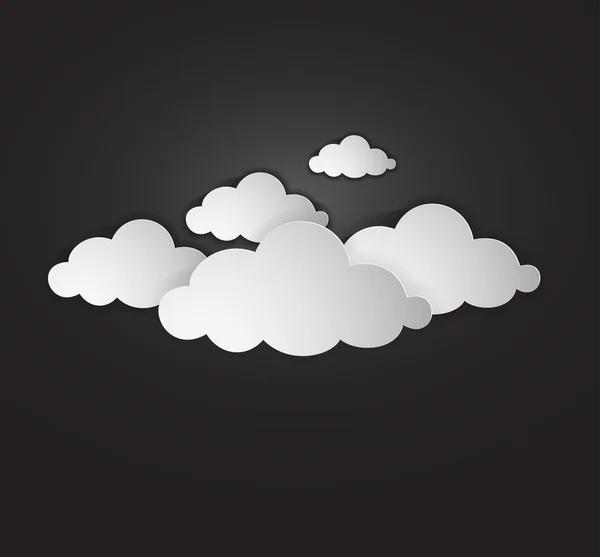 Nuages blancs avec ombre sur fond de ciel noir. Illustration eps Ai 10 — Image vectorielle