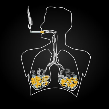 Silhouette of human body and human breathing system clipart