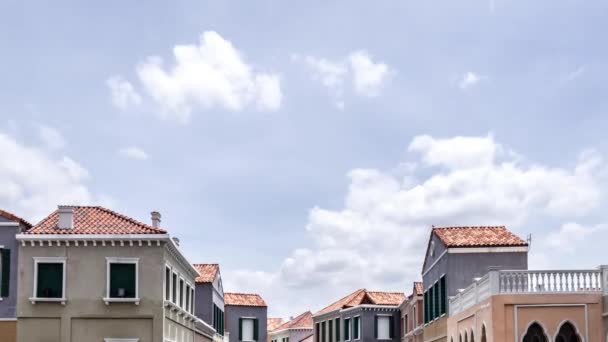 Cloud time lapse over vintage town — Stock Video