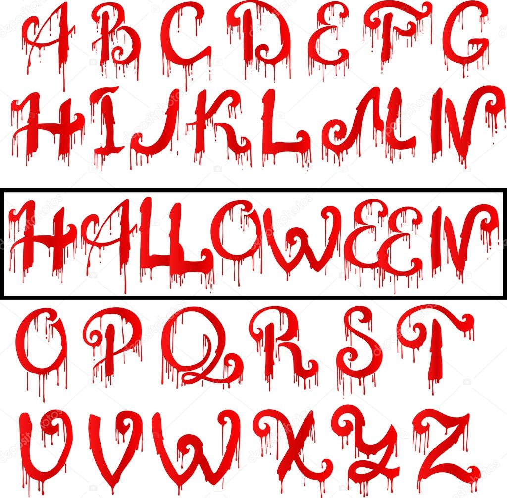 Texte rouge sang. Lettres de Halloween horreur, illustration