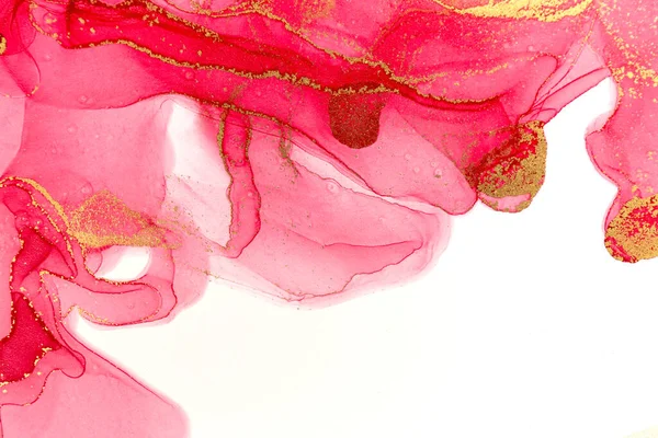 Abstract spring pink peony background. Pink and gold watercolor pattern.