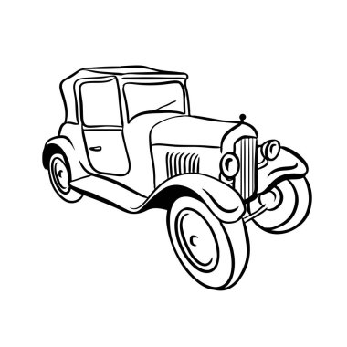 Antique Black And White Car Cartoon Free Vector Eps Cdr Ai Svg Vector Illustration Graphic Art