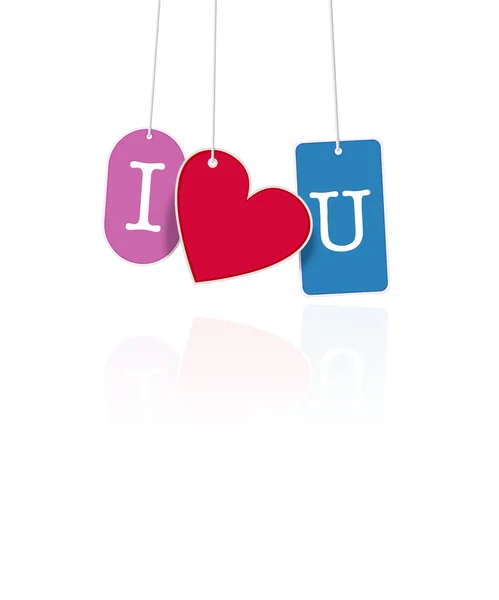 I Love You hanging tags on white — Stock Photo, Image