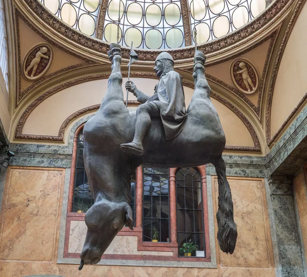 An ironic version of the famous monument of St. Wenceslas in Prague, Czech — Stock Photo, Image