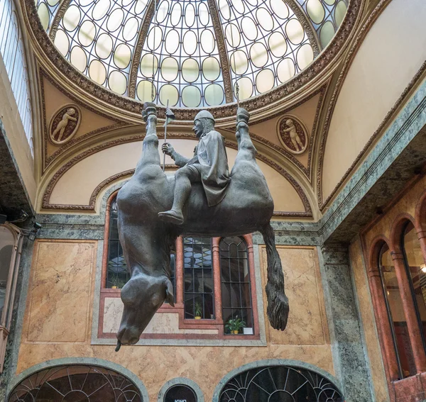 An ironic version of the famous classic monument of St. Wenceslas in Prague, Czech — Stock Photo, Image