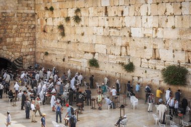 Kudüs, İsrail - 6 Mayıs 2018: Batı Duvarı Kutsal Yerleri Seyahat Fotoğrafları