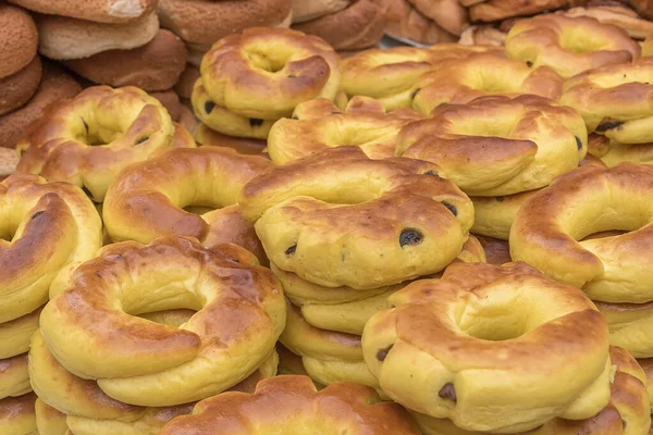 Délicieuses Pâtisseries Israël Fond Petits Pains Vue Dessus — Photo