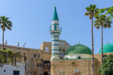 İsrail 'in dört dinli eski kıyı kenti Akko' daki antik mimari öncesi mimari. Seyahat fotoğrafı. Her turistin ziyaret etmesi gereken yerler.
