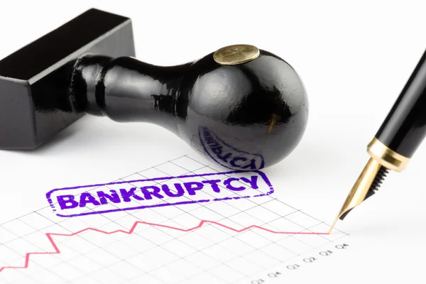 Close-up of bankruptcy stamped on a chart — Stock Photo, Image