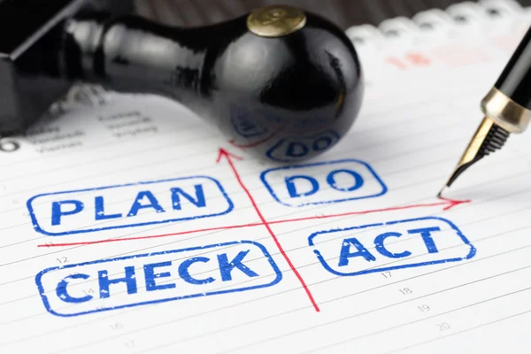 Plan do check act stamped on a planner — Stock Photo, Image