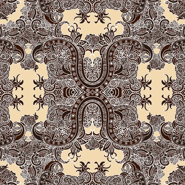 Style Boho, ornement ethnique, motif sans couture. Motif floral abstrait naturel végétal. Impression graphique florale fleurie. Motif oriental, hippie, indien, fantaisie, motifs ottoman. Elément décoratif vintage — Image vectorielle