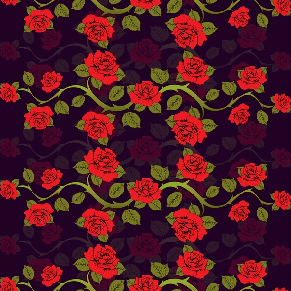 Seamless floral pattern with roses branches. Floral print. Bright, contrasting vector floral background. For wallpaper, wrap, fabric design