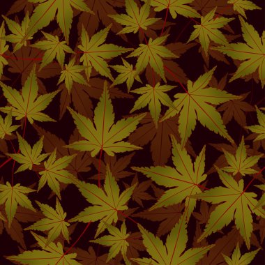 Yaprak seamless modeli, vektör arka plan. Yeşil bir karanlık bırakır. Duvar kağıdı, kumaş, dekorasyon malzeme tasarımı için