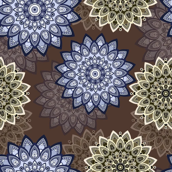 Mandala naadloze patroon. Oosten, etnische design, Oosterse, ronde sieraad. Voor gebruik in stof decor, afdrukken, behang, onmiddellijke verpakking — Stockvector