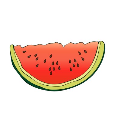 Boyalı karpuz dilimi, grafik sanatı, çizgi film. Vektör çizimi