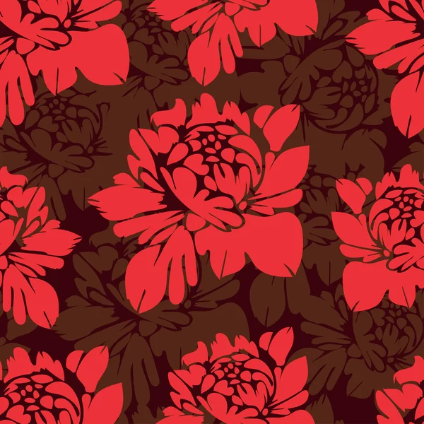 Abstract flowers seamless pattern. Vintage floral background. Red buds on a burgundy . For the fabric design, wallpaper, wrap — Stock Vector