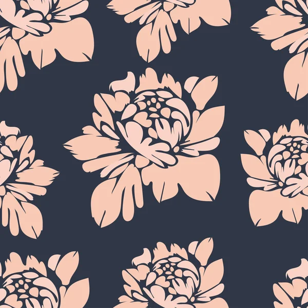 花、シームレスなパターン。ヴィンテージ花の背景。青のベージュの芽.ファブリックデザイン、壁紙、ラップ用 — ストックベクタ