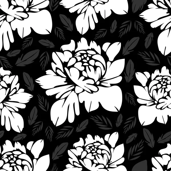 Abstract black and white flowers seamless pattern. Vintage monochrome floral background.  buds on a  . For the fabric design, wallpaper, wrap — Stock Vector