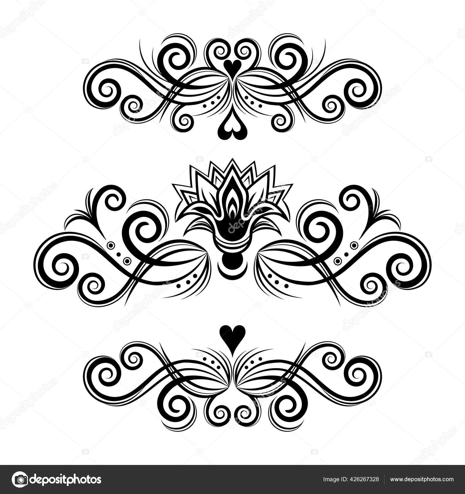 Set Abstract Floral Ornament Delimiter Frame Border Pattern Black White Stock Photo by ©Eva_Che 426267328 Set Abstract Floral Ornament Delimiter Frame Border Pattern Black White Stock Photo by ©Eva_Che 426267328