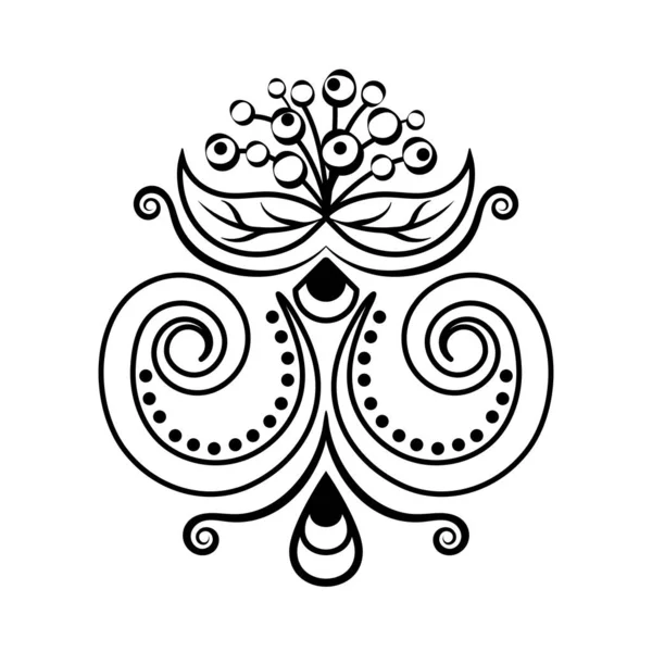 Abstraktní Květinový Ornament Etnický Vzor Černobílá Kresba Kudrlinkami Spirálami Květinami — Stock fotografie