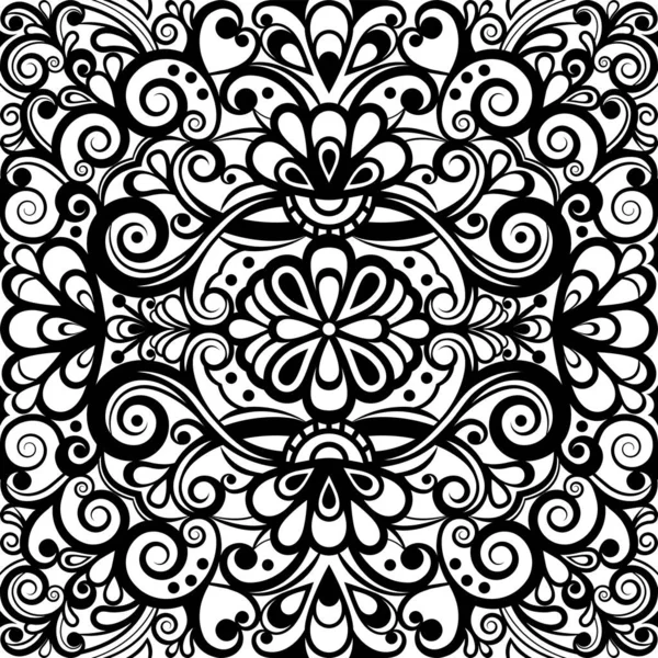 Kwiaciarnia Abstrakcyjny Ornament Czarno Biały Wzór Monochromatyczny Etniczny Ślad Rysunek — Zdjęcie stockowe