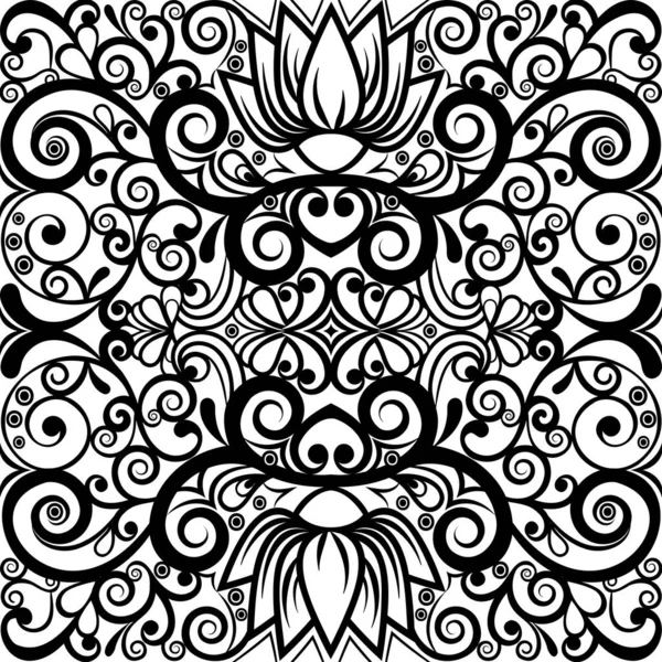 Kwiaciarnia Abstrakcyjny Ornament Czarno Biały Wzór Monochromatyczny Etniczny Ślad Rysunek — Zdjęcie stockowe