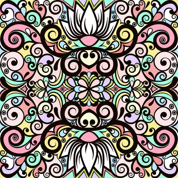 Blommig Abstrakt Prydnad Ljusa Pastell Färgglada Mönster Flerfärgad Bakgrund Etnisk — Stockfoto