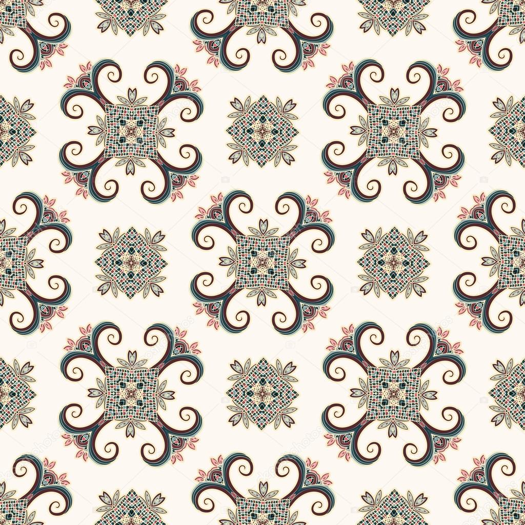 Vintage seamless pattern. Ethnic ornament. Boho style. Retro decorative elements. Repeatable background. Abstract floral plant. Oriental pattern, hippie, indian. Textile print. Vintage wallpaper