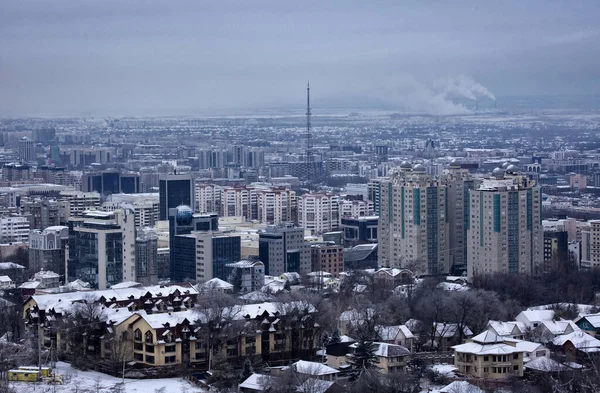 Vista Ciudad Almaty Mañana Invierno — Foto de Stock