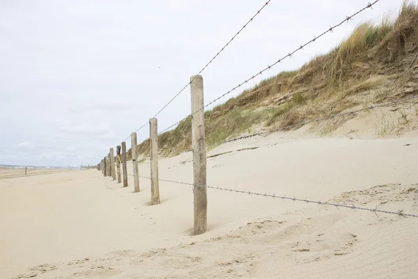 Vista sobre a praia e dunas de areia na Holanda — Fotografia de Stock